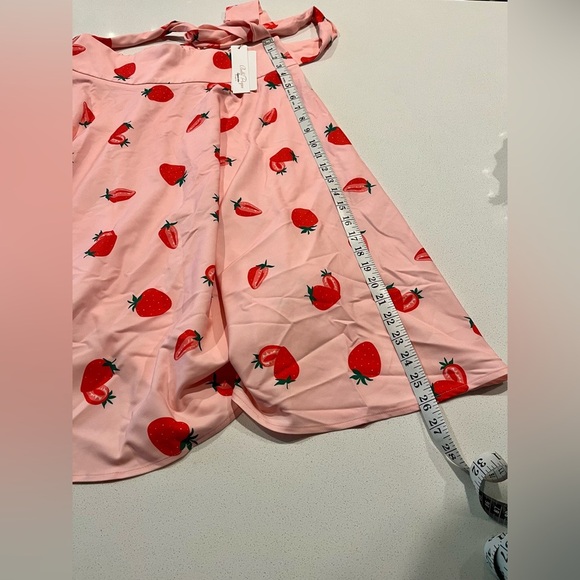 NEW Belle Poque Strawberry Print Tie Waist Skirt-Medium - Picture 8 of 10